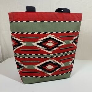 Design/West Berkeley Canvas Aztec Shoulder Tote Bag Red Black Ivory Olive‎ Green